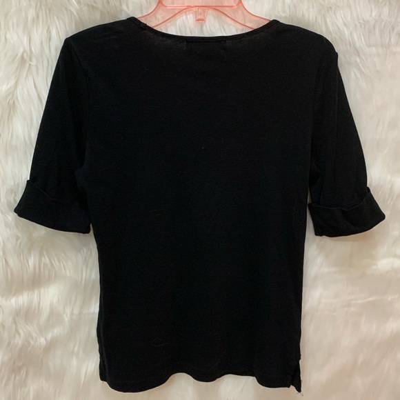 Lauren Ralph Lauren Short Sleeve Sweater Gold Button Detail Black Small - Picture 2 of 5